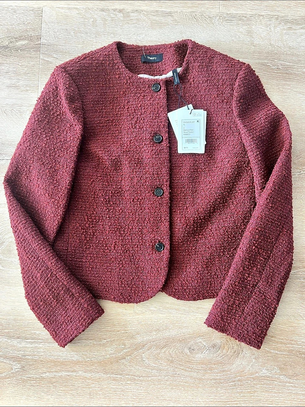 Theory CN Clean JKT Bouclé Jacket in Red Size 2 NWT